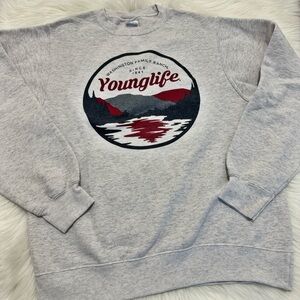 Vintage 90s Young Life Heather Gray Crewneck Pullover Sweater Small